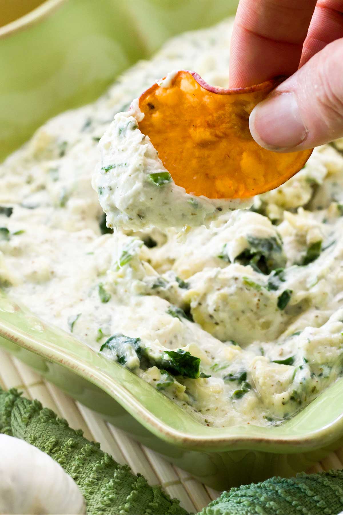 EASY Healthy Cottage Cheese Spinach Artichoke Dip Flavor Rich
