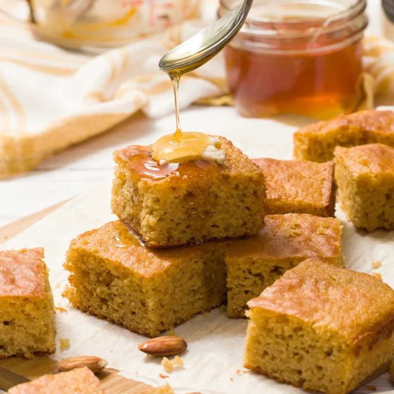 Make my Healthy Sweet & Savory Gluten-Free Cornbread Recipe w/ honey, almond flour, cornmeal, cottage cheese, applesauce, & coconut oil