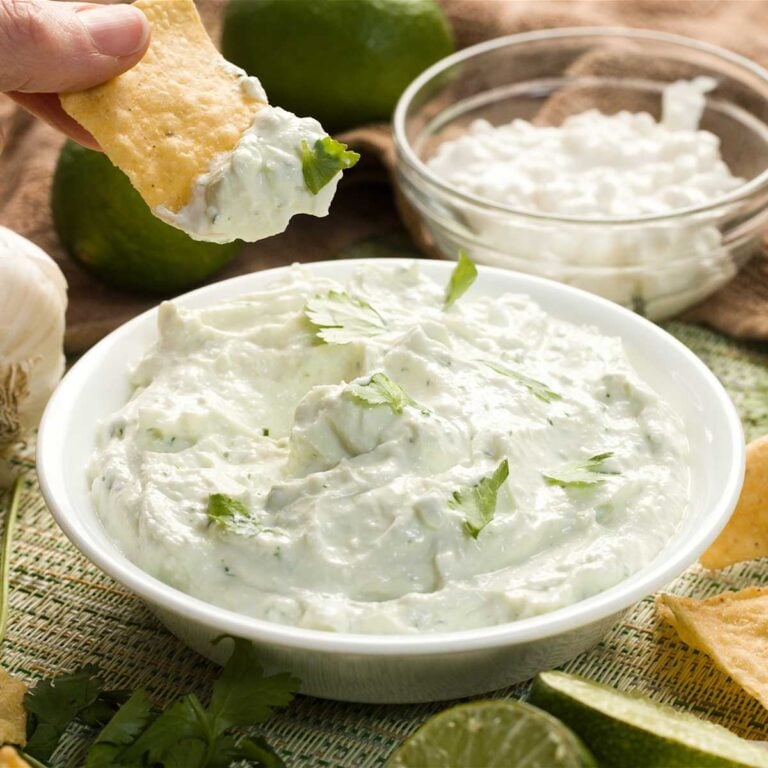 Bowl of Easy Cilantro Lime Crema.