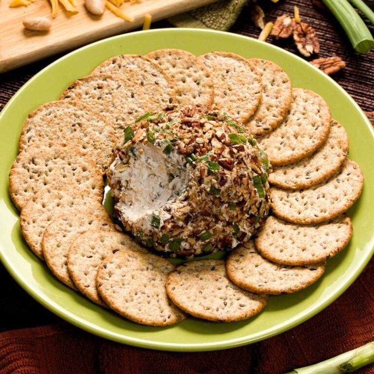 Gluten-Free Bean and Cottage Cheese Ball on a plate.