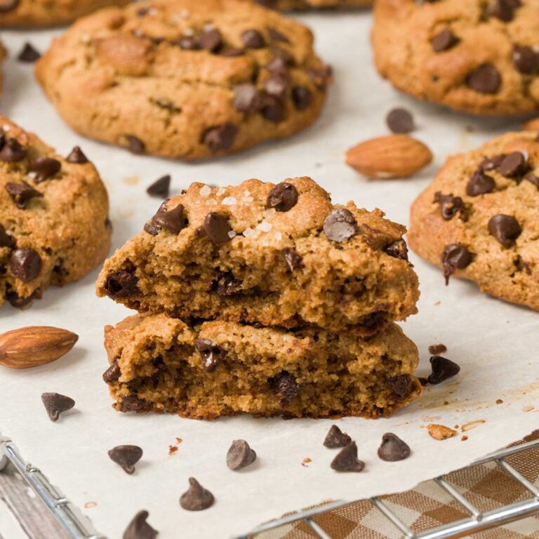 Gluten-Free Levain Bakery Chocolate Chip Cookies on parchment paper.