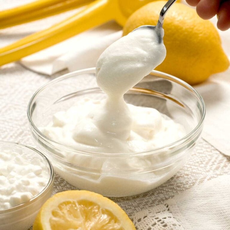 Bowl of whipped cottage cheese.