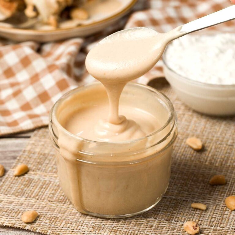 Jar of peanut butter syrup.
