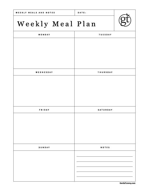 Weekly meal plan printable.