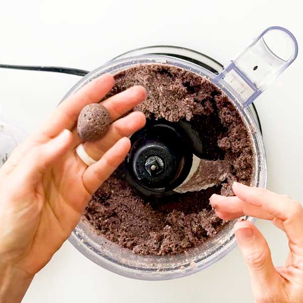 The protein bar dough should be barely tacky to the touch.
