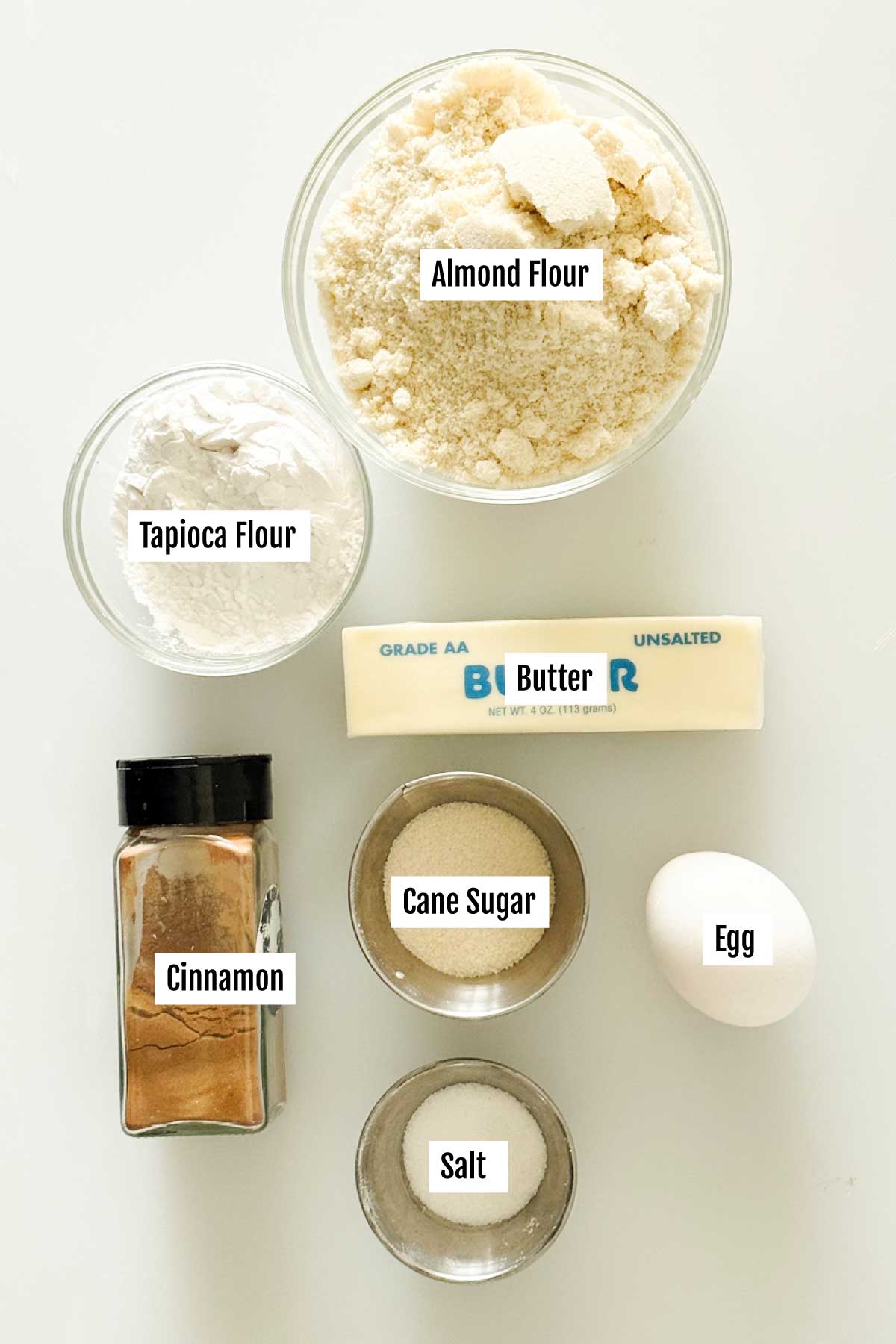 All the ingredients you need to make an almond flour pie crust that is gluten-free.